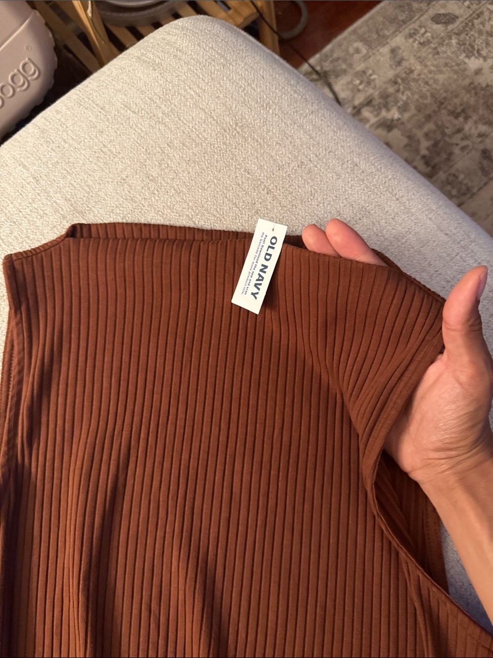 Old Navy Ribbed Slit Neck Tank Top — Rust Brown - Picture 3 of 5